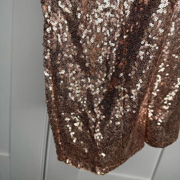 New with Tag. Small Lulus Bring It Rose Gold Sequin Bodycon Mini Dress (M1) - Picture 5 of 6